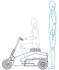Scooter with standing adult